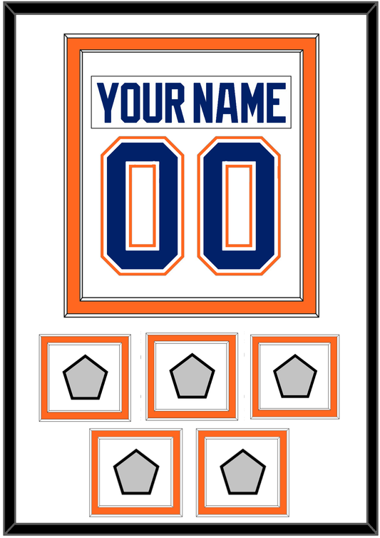 Edmonton Nameplate & Number (Back) Combined With 5 Stanley Cup Champions Patches - Home White (1981-1994) - Signature Tier 1