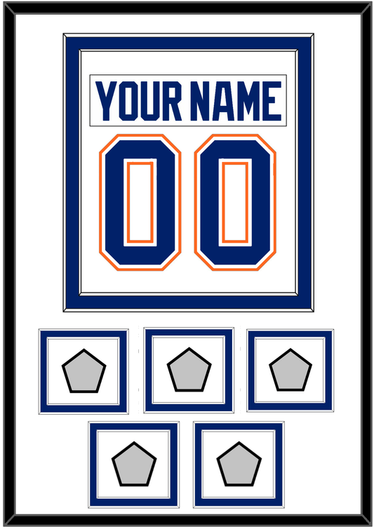 Edmonton Nameplate & Number (Back) Combined With 5 Stanley Cup Champions Patches - Home White (1981-1994) - Signature Tier 2