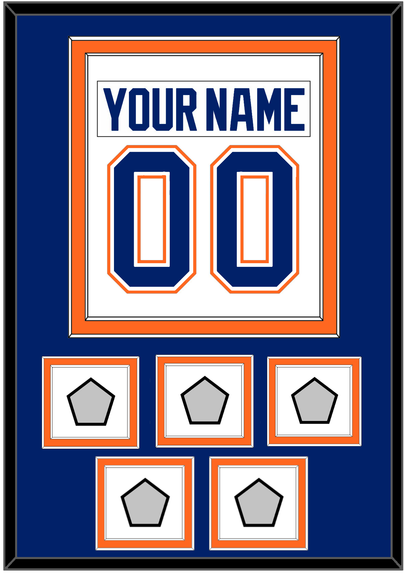 Edmonton Nameplate & Number (Back) Combined With 5 Stanley Cup Champions Patches - Home White (1981-1994) - Signature Tier 3