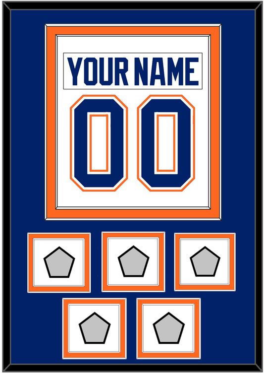 Edmonton Nameplate & Number (Back) Combined With 5 Stanley Cup Champions Patches - Home White (1981-1994) - Signature Tier 3