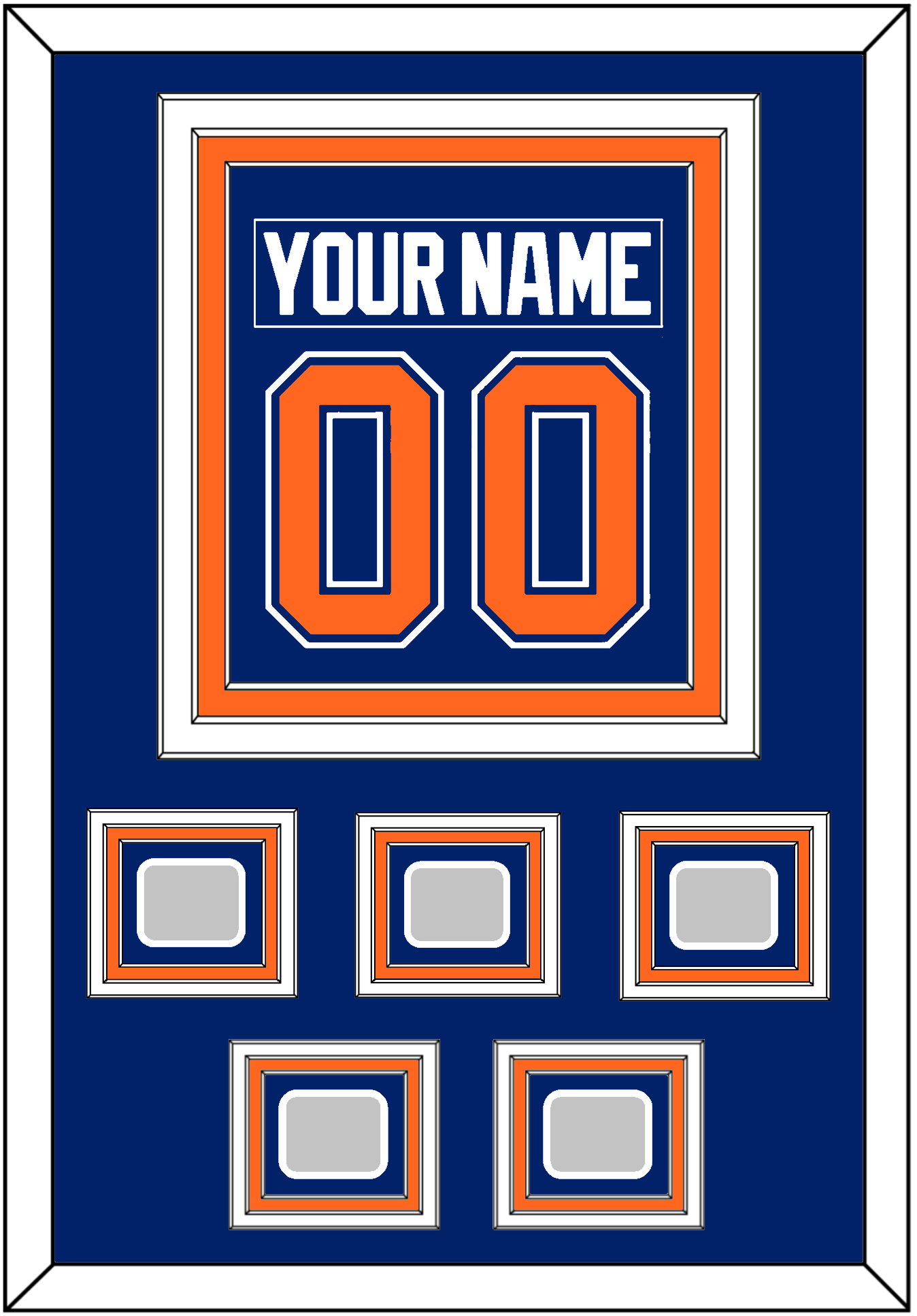 Edmonton Nameplate & Number (Back) Combined With 5 Stanley Cup Champions Patches - Road Blue (1981-1994) - Premier Tier 2