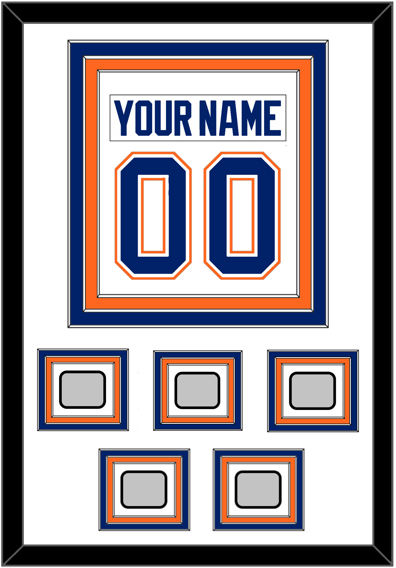 Edmonton Nameplate & Number (Back) Combined With 5 Stanley Cup Champions Patches - Home White (1981-1994) - Premier Tier 1
