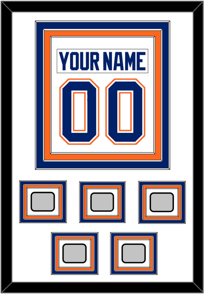 Edmonton Nameplate & Number (Back) Combined With 5 Stanley Cup Champions Patches - Home White (1981-1994) - Premier Tier 1