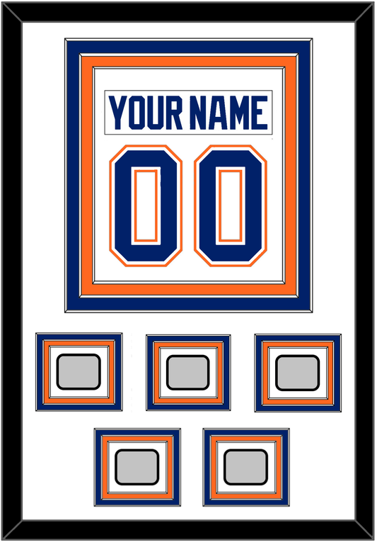 Edmonton Nameplate & Number (Back) Combined With 5 Stanley Cup Champions Patches - Home White (1981-1994) - Premier Tier 1