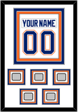 Edmonton Nameplate & Number (Back) Combined With 5 Stanley Cup Champions Patches - Home White (1981-1994) - Triple Mat 1