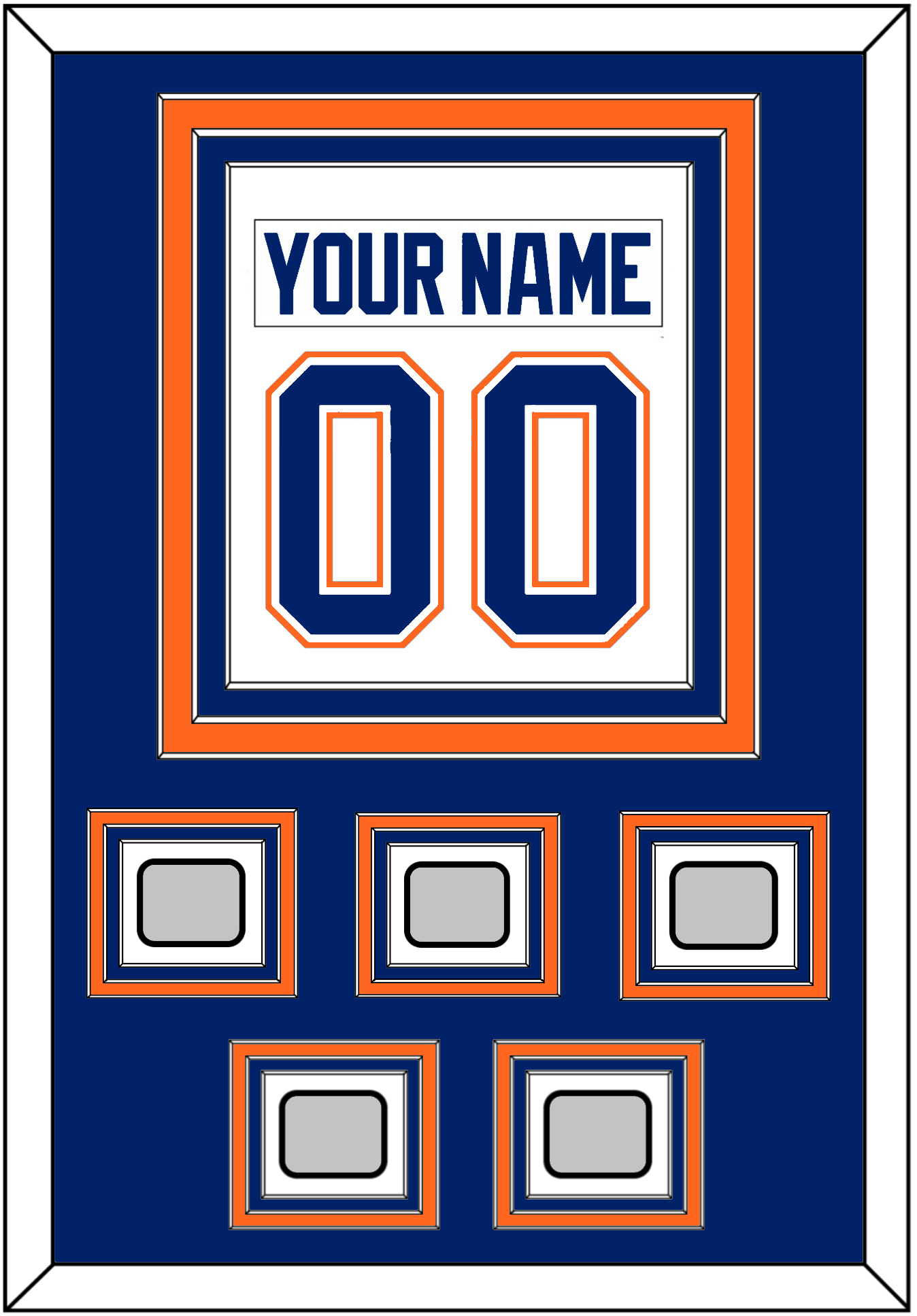 Edmonton Nameplate & Number (Back) Combined With 5 Stanley Cup Champions Patches - Home White (1981-1994) - Premier Tier 2