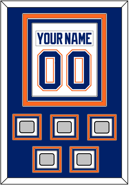 Edmonton Nameplate & Number (Back) Combined With 5 Stanley Cup Champions Patches - Home White (1981-1994) - Premier Tier 2
