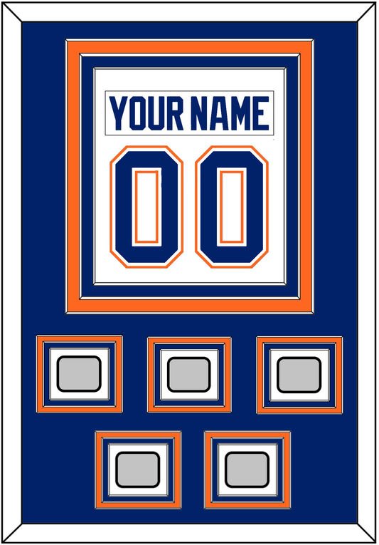 Edmonton Nameplate & Number (Back) Combined With 5 Stanley Cup Champions Patches - Home White (1981-1994) - Premier Tier 2