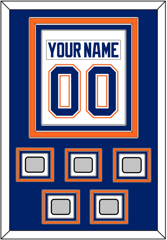 Edmonton Nameplate & Number (Back) Combined With 5 Stanley Cup Champions Patches - Home White (1981-1994) - Triple Mat 2