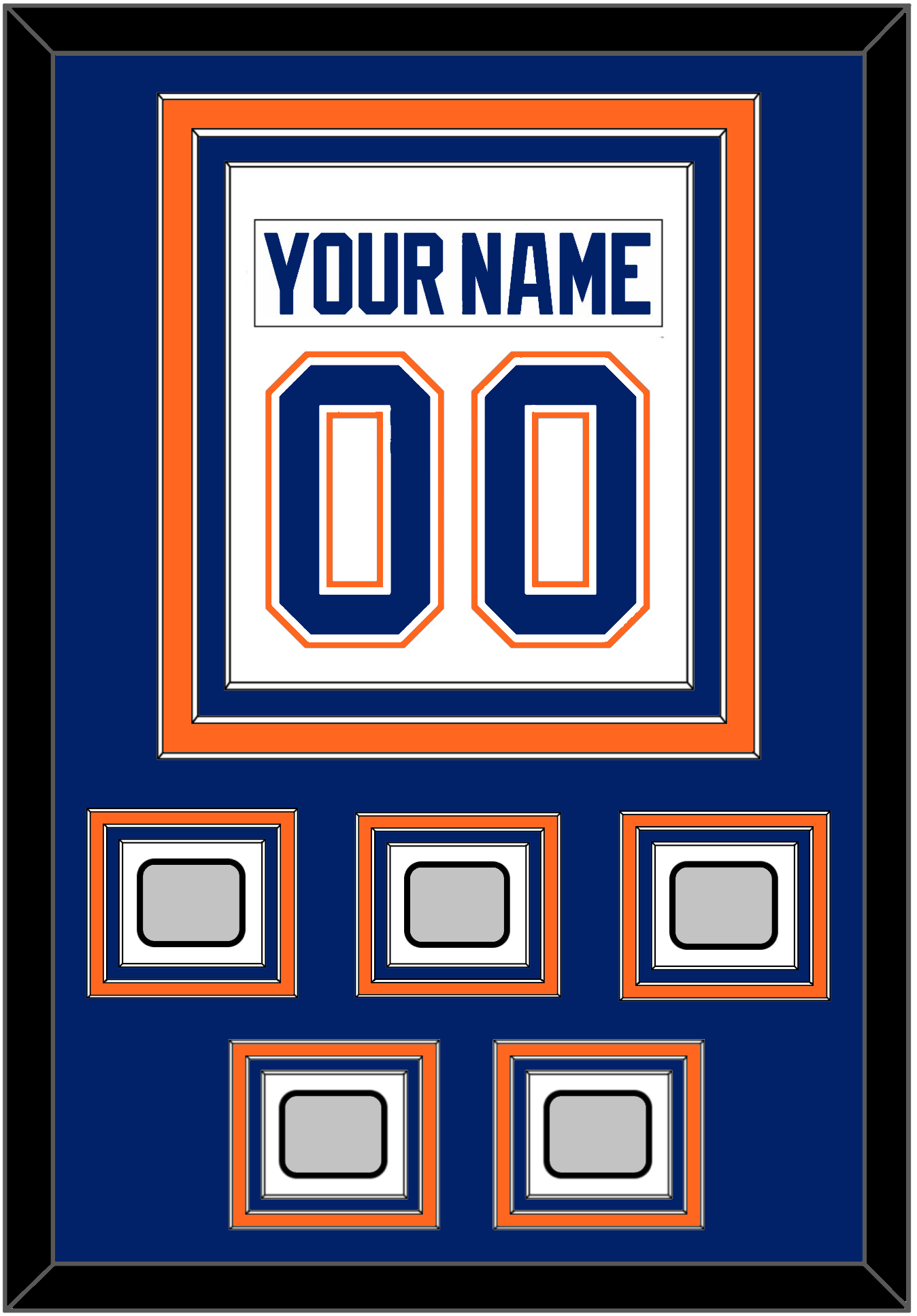 Edmonton Nameplate & Number (Back) Combined With 5 Stanley Cup Champions Patches - Home White (1981-1994) - Premier Tier 2