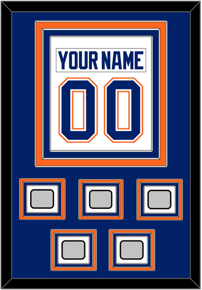Edmonton Nameplate & Number (Back) Combined With 5 Stanley Cup Champions Patches - Home White (1981-1994) - Premier Tier 2