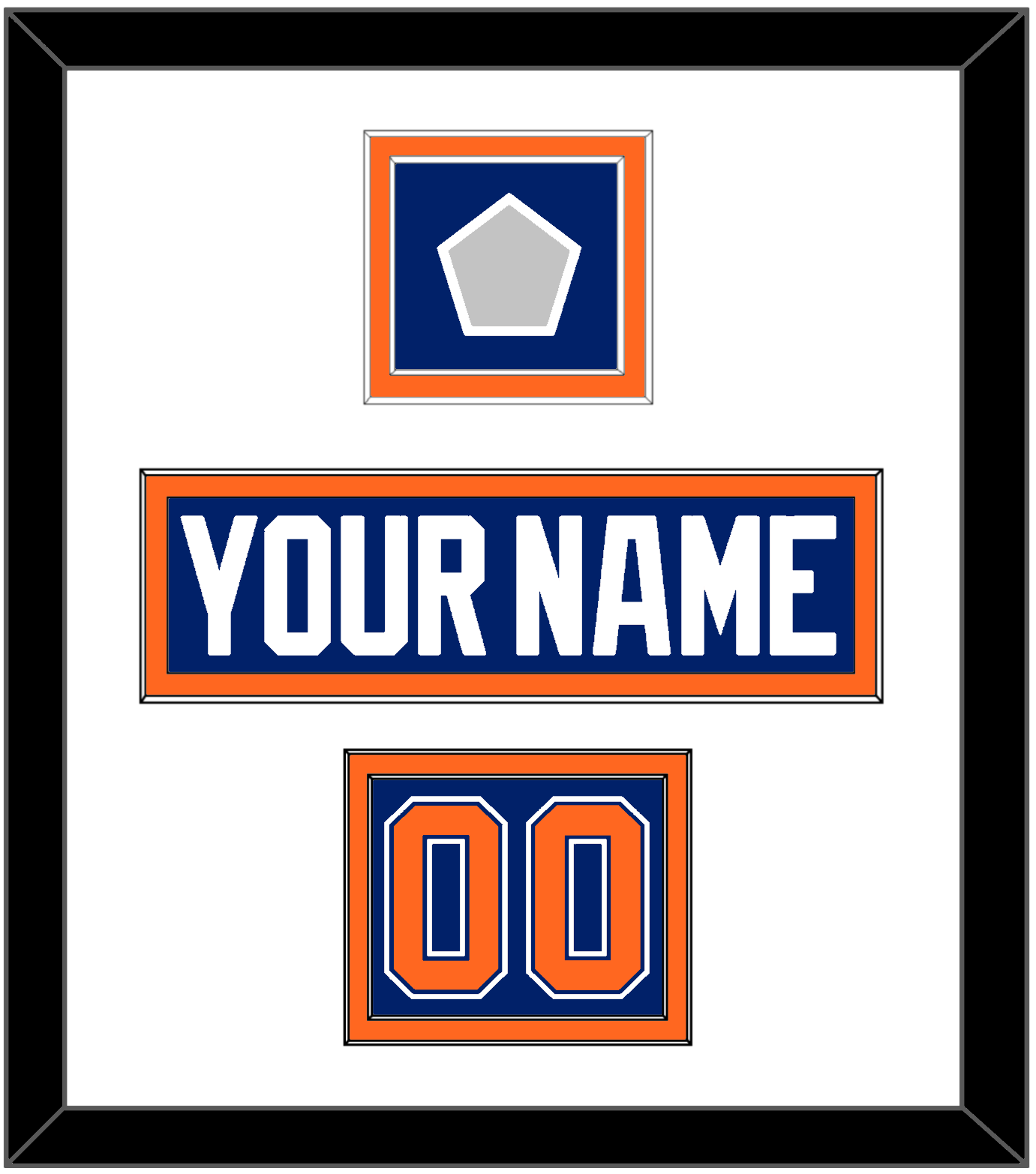 Edmonton Nameplate, Number (Shoulder) & Stanley Cup Champions Patch - Road Blue (1981-1994) - Signature Tier 1