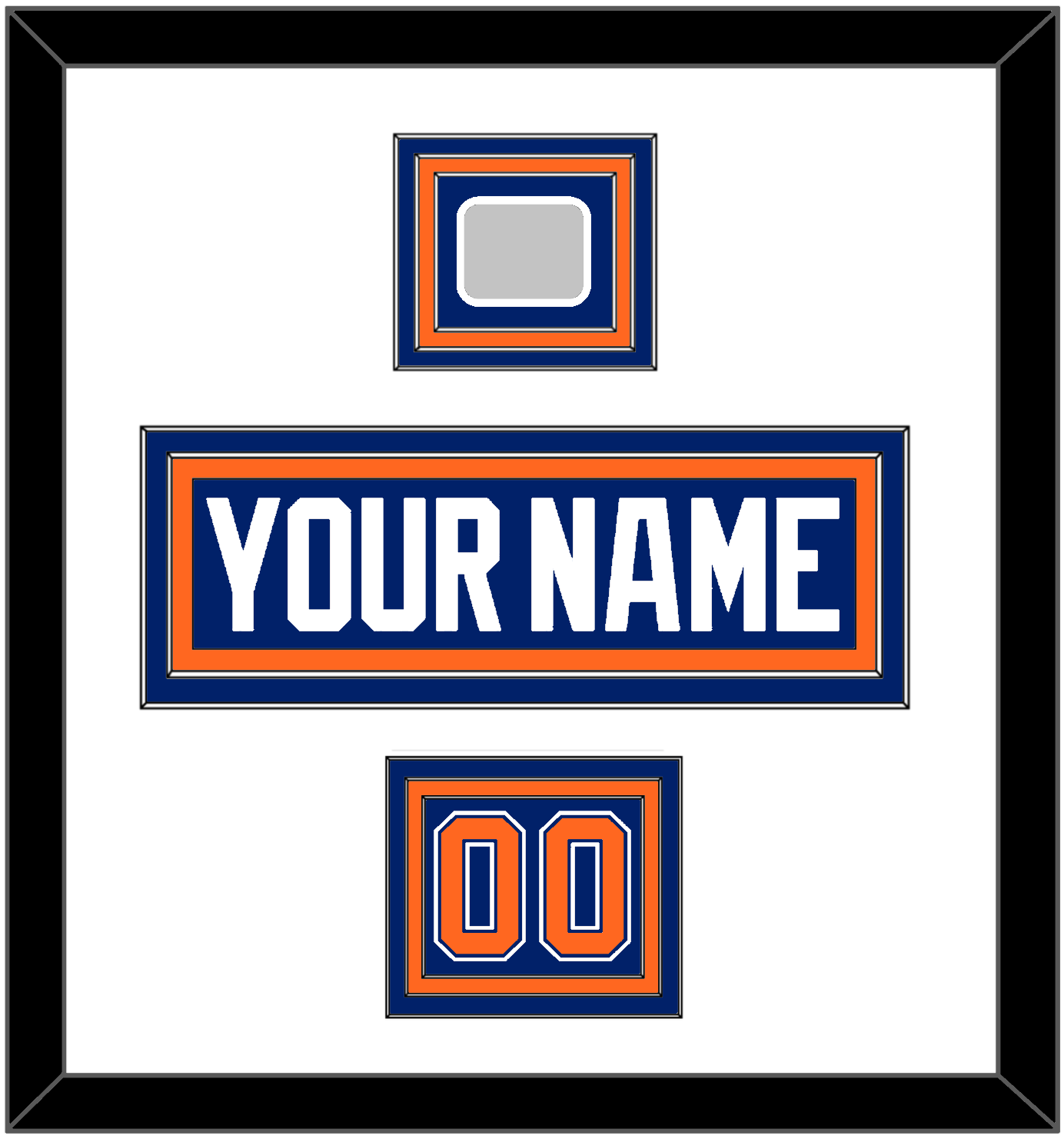 Edmonton Nameplate, Number (Shoulder) & Stanley Cup Champions Patch - Road Blue (1981-1994) - Premier Tier 1