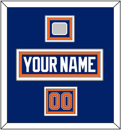 Edmonton Nameplate, Number (Shoulder) & Stanley Cup Champions Patch - Road Blue (1981-1994) - Premier Tier 2