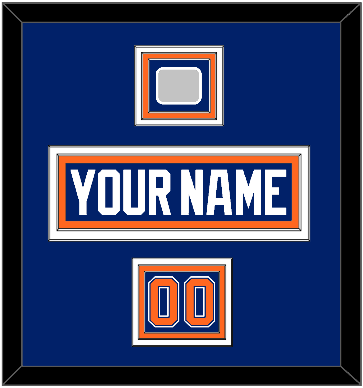 Edmonton Nameplate, Number (Shoulder) & Stanley Cup Champions Patch - Road Blue (1981-1994) - Premier Tier 2