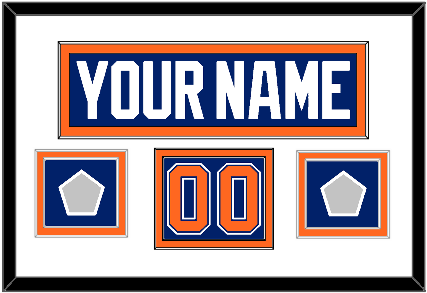 Edmonton Nameplate, Number (Shoulder) & 2 Stanley Cup Champions Patches - Road Blue (1981-1994) - Signature Tier 1