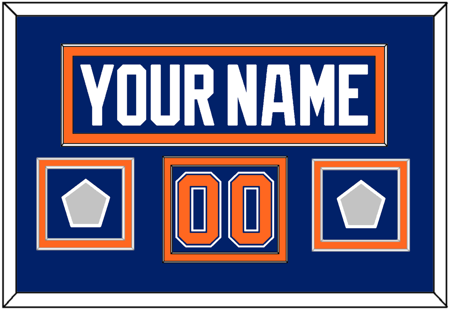 Edmonton Nameplate, Number (Shoulder) & 2 Stanley Cup Champions Patches - Road Blue (1981-1994) - Signature Tier 2