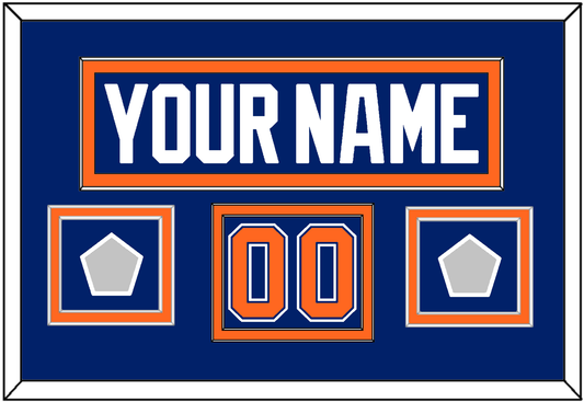 Edmonton Nameplate, Number (Shoulder) & 2 Stanley Cup Champions Patches - Road Blue (1981-1994) - Signature Tier 2