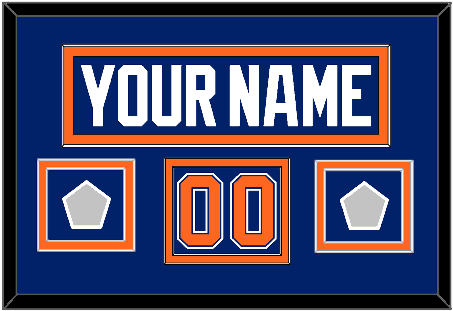 Edmonton Nameplate, Number (Shoulder) & 2 Stanley Cup Champions Patches - Road Blue (1981-1994) - Signature Tier 2