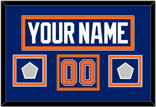 Edmonton Nameplate, Number (Shoulder) & 2 Stanley Cup Champions Patches - Road Blue (1981-1994) - Signature Tier 2