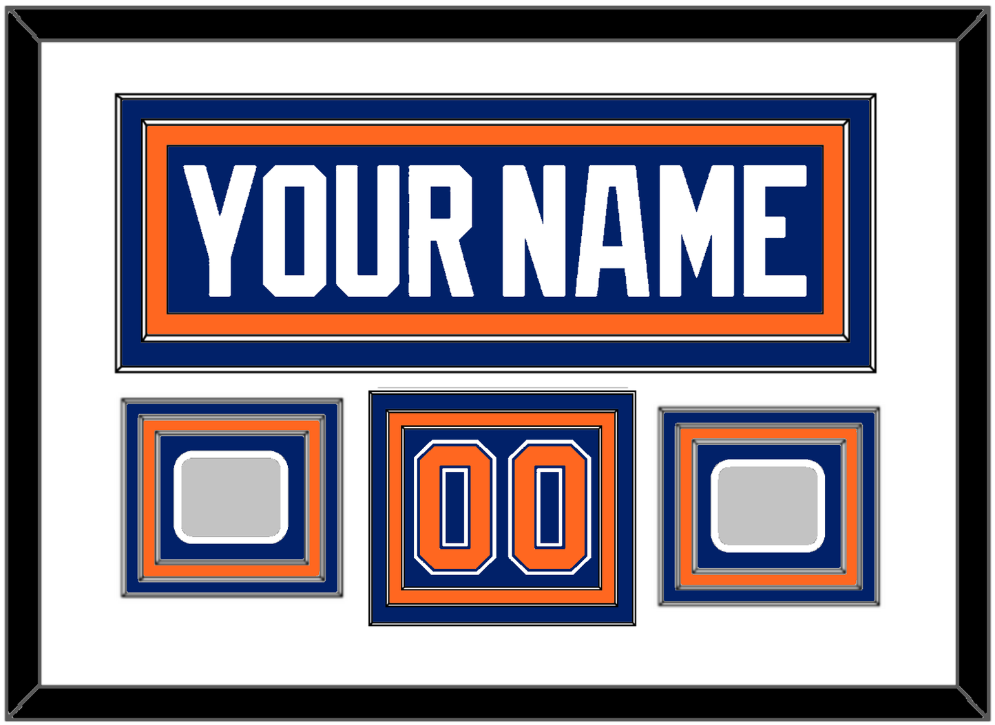 Edmonton Nameplate, Number (Shoulder) & 2 Stanley Cup Champions Patches - Road Blue (1981-1994) - Premier Tier 1