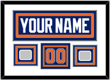 Edmonton Nameplate, Number (Shoulder) & 2 Stanley Cup Champions Patches - Road Blue (1981-1994) - Triple Mat 1