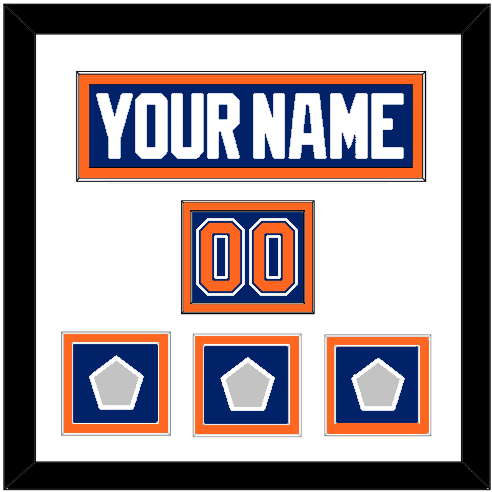 Edmonton Nameplate, Number (Shoulder) & 3 Stanley Cup Champions Patches - Road Blue (1981-1994) - Signature Tier 1
