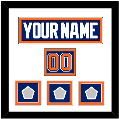 Edmonton Nameplate, Number (Shoulder) & 3 Stanley Cup Champions Patches - Road Blue (1981-1994) - Signature Tier 1