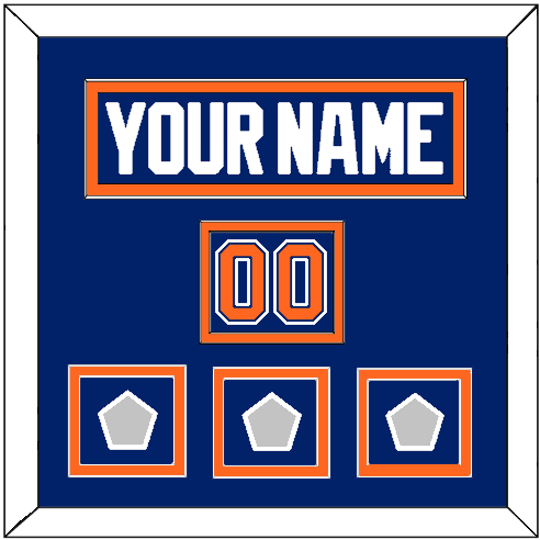 Edmonton Nameplate, Number (Shoulder) & 3 Stanley Cup Champions Patches - Road Blue (1981-1994) - Signature Tier 2