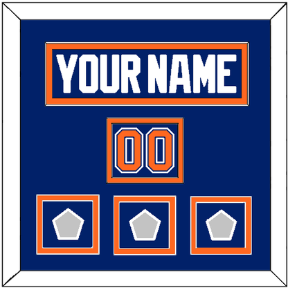 Edmonton Nameplate, Number (Shoulder) & 3 Stanley Cup Champions Patches - Road Blue (1981-1994) - Signature Tier 2