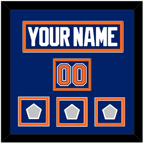 Edmonton Nameplate, Number (Shoulder) & 3 Stanley Cup Champions Patches - Road Blue (1981-1994) - Signature Tier 2