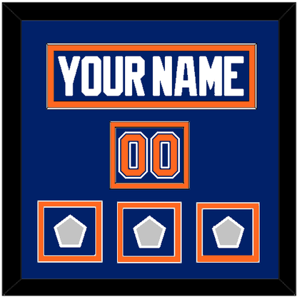 Edmonton Nameplate, Number (Shoulder) & 3 Stanley Cup Champions Patches - Road Blue (1981-1994) - Signature Tier 2