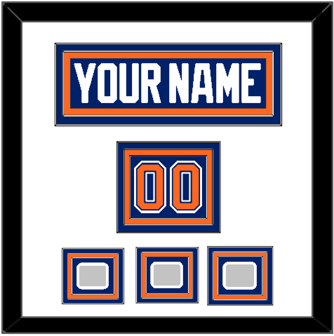 Edmonton Nameplate, Number (Shoulder) & 3 Stanley Cup Champions Patches - Road Blue (1981-1994) - Premier Tier 1