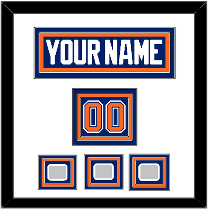 Edmonton Nameplate, Number (Shoulder) & 3 Stanley Cup Champions Patches - Road Blue (1981-1994) - Premier Tier 1