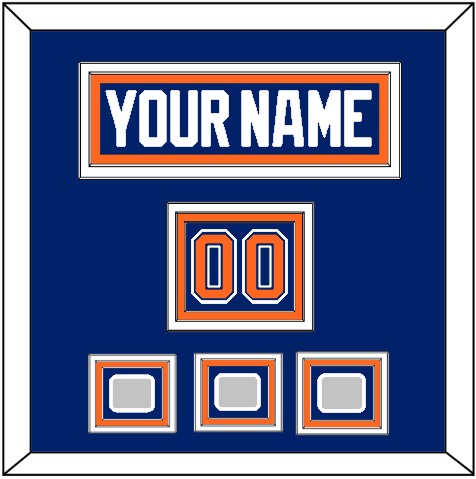 Edmonton Nameplate, Number (Shoulder) & 3 Stanley Cup Champions Patches - Road Blue (1981-1994) - Premier Tier 2