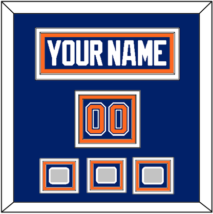 Edmonton Nameplate, Number (Shoulder) & 3 Stanley Cup Champions Patches - Road Blue (1981-1994) - Premier Tier 2
