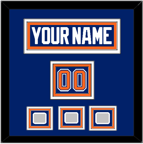 Edmonton Nameplate, Number (Shoulder) & 3 Stanley Cup Champions Patches - Road Blue (1981-1994) - Premier Tier 2