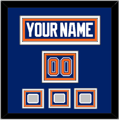 Edmonton Nameplate, Number (Shoulder) & 3 Stanley Cup Champions Patches - Road Blue (1981-1994) - Premier Tier 2