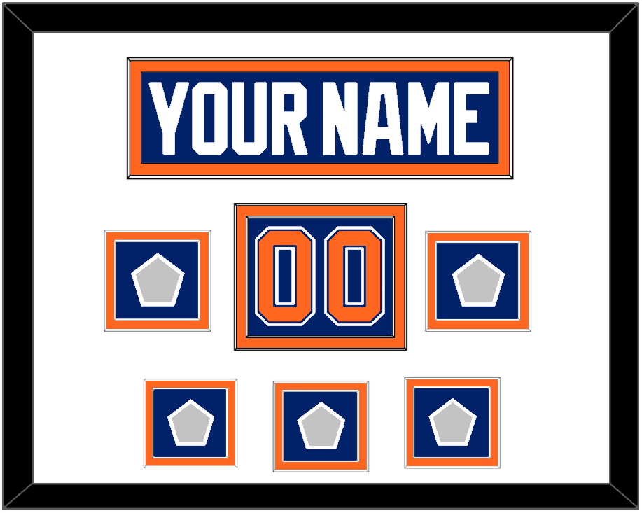 Edmonton Nameplate, Number (Shoulder) & 5 Stanley Cup Champions Patches - Road Blue (1981-1994) - Signature Tier 1