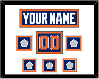 Edmonton Nameplate, Number (Shoulder) & 5 Stanley Cup Champions Patches - Road Blue (1981-1994) - Signature Tier 1