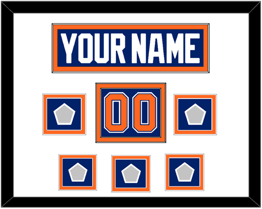 Edmonton Nameplate, Number (Shoulder) & 5 Stanley Cup Champions Patches - Road Blue (1981-1994) - Signature Tier 1