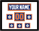 Edmonton Nameplate, Number (Shoulder) & 5 Stanley Cup Champions Patches - Road Blue (1981-1994) - Double Mat 1