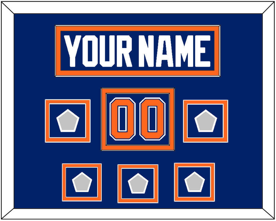 Edmonton Nameplate, Number (Shoulder) & 5 Stanley Cup Champions Patches - Road Blue (1981-1994) - Signature Tier 2