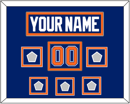 Edmonton Nameplate, Number (Shoulder) & 5 Stanley Cup Champions Patches - Road Blue (1981-1994) - Signature Tier 2