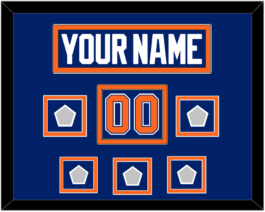 Edmonton Nameplate, Number (Shoulder) & 5 Stanley Cup Champions Patches - Road Blue (1981-1994) - Signature Tier 2