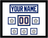 Edmonton Nameplate, Number (Shoulder) & 5 Stanley Cup Champions Patches - Home White (1981-1994) - Double Mat 2