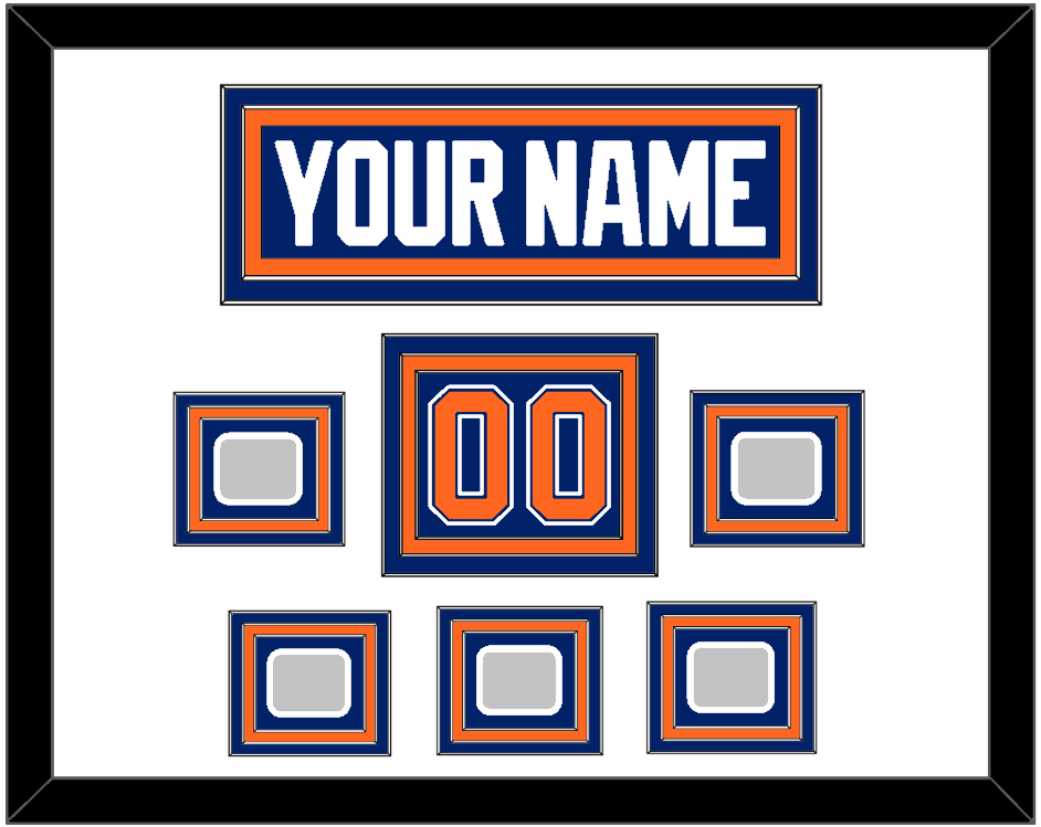 Edmonton Nameplate, Number (Shoulder) & 5 Stanley Cup Champions Patches - Road Blue (1981-1994) - Premier Tier 1