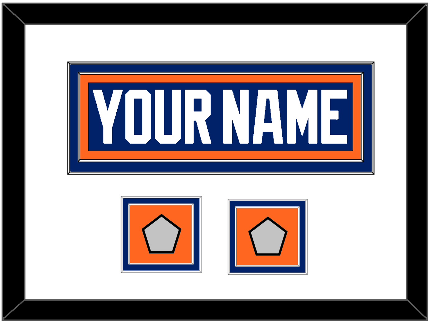 Edmonton Nameplate & 2 Stanley Cup Champions Patches - Road Blue (1981-1994) - Signature Tier 1