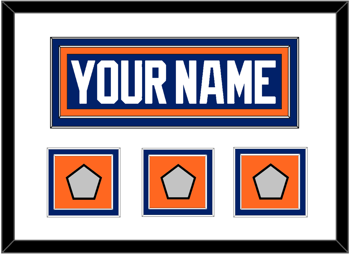 Edmonton Nameplate & 3 Stanley Cup Champions Patches - Road Blue (1981-1994) - Signature Tier 1