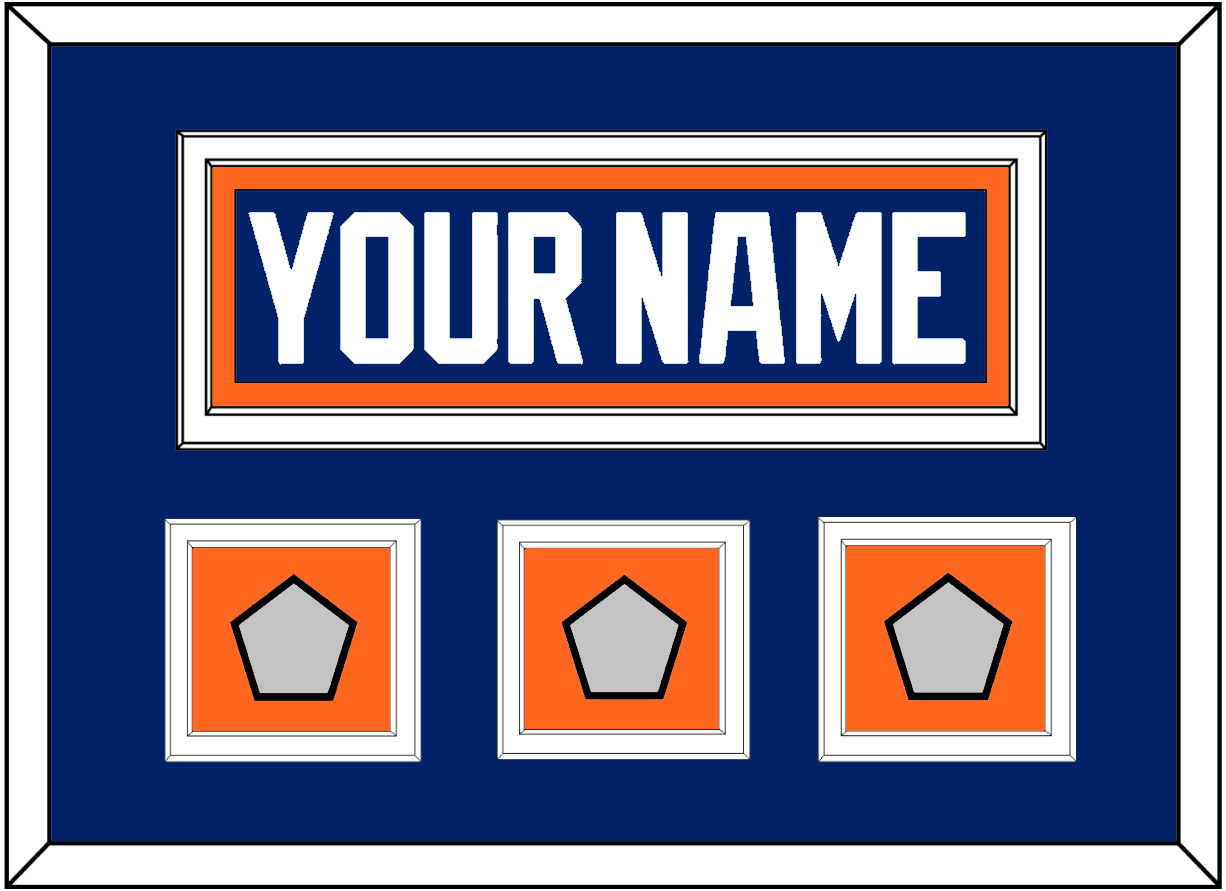 Edmonton Nameplate & 3 Stanley Cup Champions Patches - Road Blue (1981-1994) - Signature Tier 2